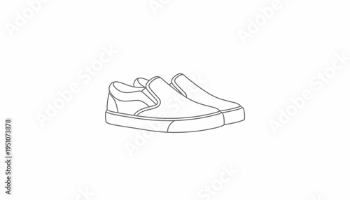 Simple Line Drawing of Slip-On Shoes on White Background
