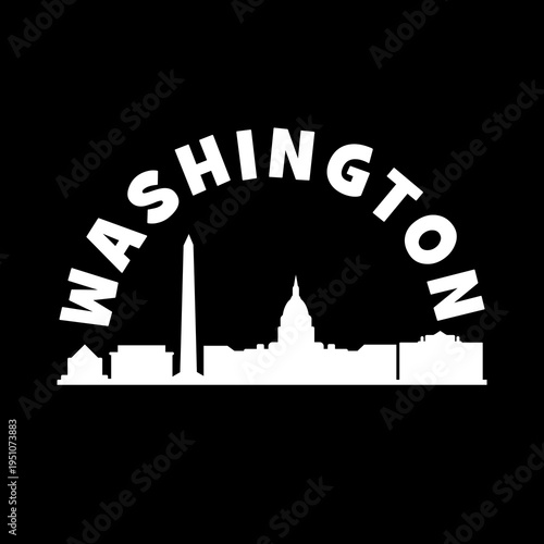 Washington dc skyline silhouette icon isolated on black background
