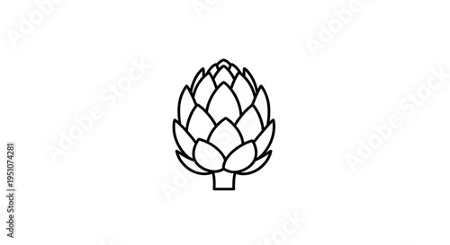Simple Line Art Icon of an Artichoke on White Background