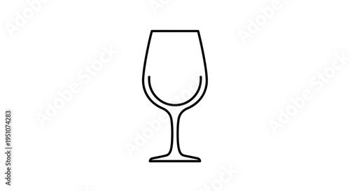 Simple Line Art Icon of an Empty Wine Glass on White Background