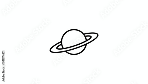 Simple Line Art Saturn Planet Icon