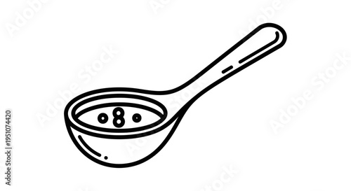Simple Line Art Spoon with Liquid and Bubbles, Minimalist Food or Drink Icon