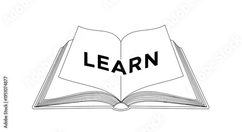 Open Book with "LEARN" text on pages, symbolizing education and knowledge acquisition.