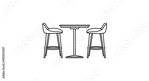 Modern Bar Table and Stools Icon Vector Illustration