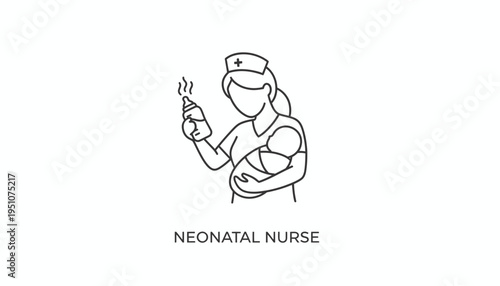 Neonatal Nurse Holding Baby, Caring for Newborn, Medical Professional Icon
