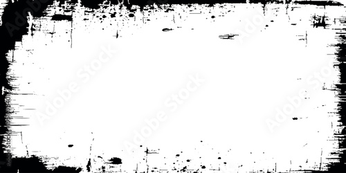 Distressed grunge border with white scratched texture with heavy scratches an irregular, torn black border, making it an ideal overlay or background for aged.