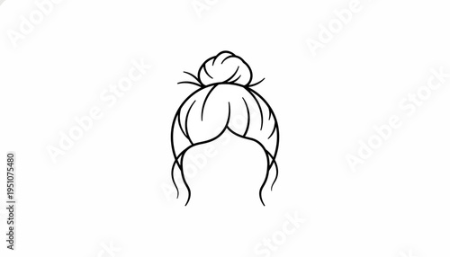 Minimalist Line Art of a Messy Bun Hairstyle