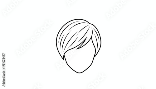 Minimalist Line Art of a Short Hairstyle, Vector Icon