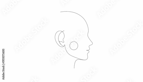 Minimalist Line Art Profile of a Woman's Head with Circle Detail