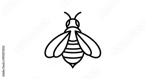 Minimalist Bee Icon, Simple Line Art Insect, Vector Graphic for Nature and Honey Brands