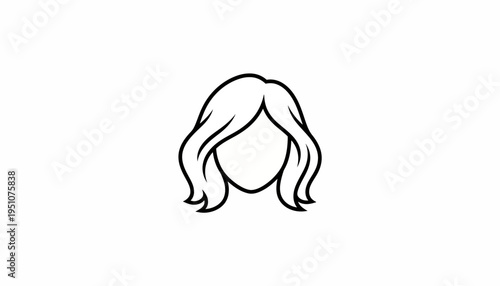 Minimalist Black and White Icon of a Woman's Hairstyle