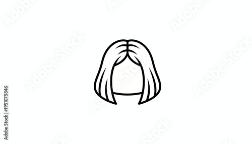 Minimalist Black and White Icon of a Bob Hairstyle