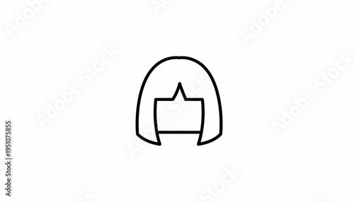 Minimalist Black and White Icon of a Bob Hairstyle