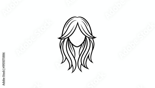 Minimalist Black and White Line Art of a Woman's Hairstyle