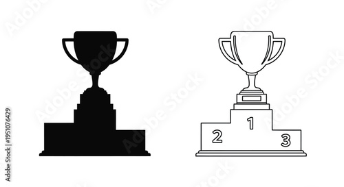 Two trophy illustrations depicting first second and third place awards