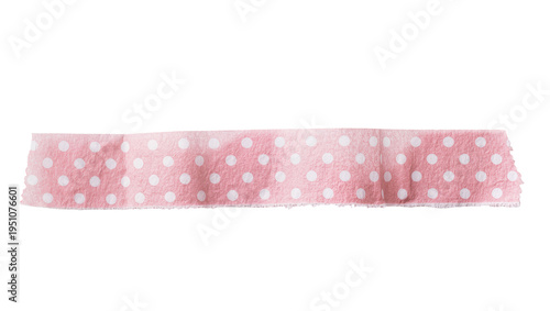 Decorative pink tape with charming white polka dots, featuring naturally torn edges, perfectly isolated for creative design projects and scrapbooking PNG