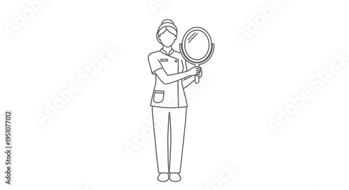 Medical Professional Holding Mirror, Beauty and Health Concept