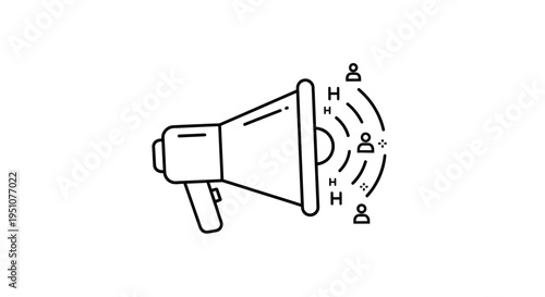 Megaphone Announcing to Group of People, Communication and Marketing Concept