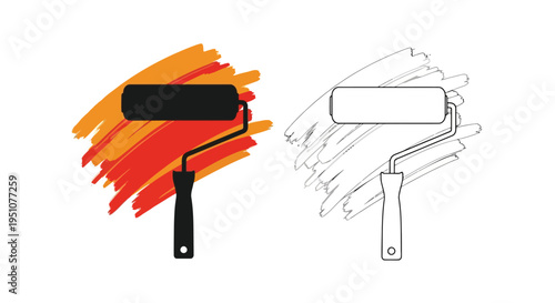 Paint rollers with colorful brushstrokes a design illustration