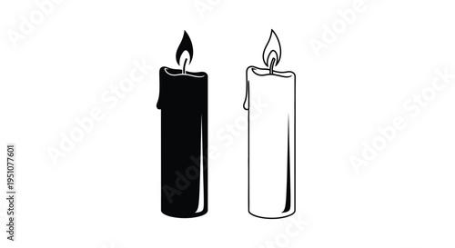 Two candles one black and one white depicted in a simple line art style