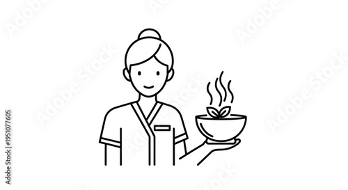 Healthcare Professional Holding Bowl with Steaming Herbs, Wellness and Natural Medicine Concept