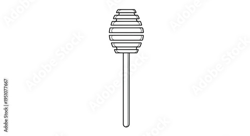 Honey Dipper Stick Icon, Minimalist Line Art, Isolated on White Background