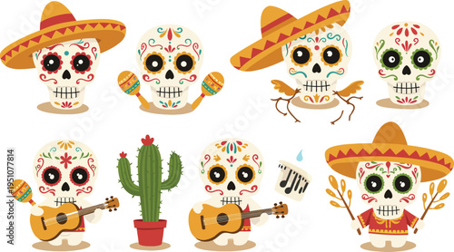 Flat design elements collection for cinco de mayo celebration