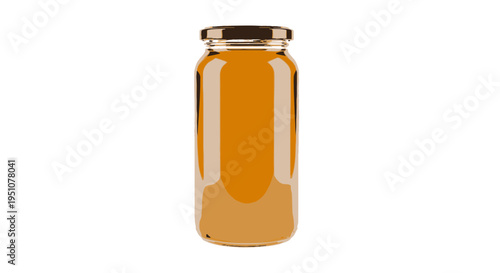 Glass Jar Filled with Golden Honey, Isolated on White Background
