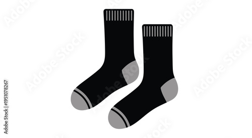 A pair of black socks with pink striped cuffs and grey soles are displayed