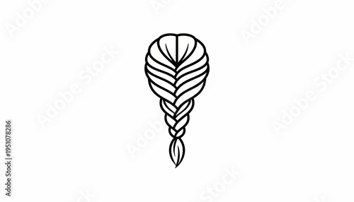 Elegant Braided Hairstyle Icon, Simple Line Art of a Woman's Braid