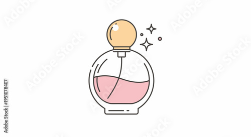Elegant Perfume Bottle with Pink Liquid and Sparkles - Minimalist Vector Icon