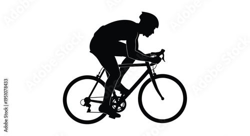 Silhouette of a cyclist riding a road bike in a dynamic pose