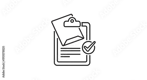 Checklist Clipboard Icon with Check Mark, Task Completion, Success, Approval, and Document Icon