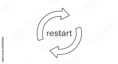 Circular Arrows with "Restart" Text - Symbolizing Renewal, Reset, and Continuous Process