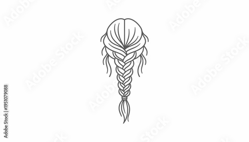 Braided Hair Illustration - Elegant Hairstyle Line Art