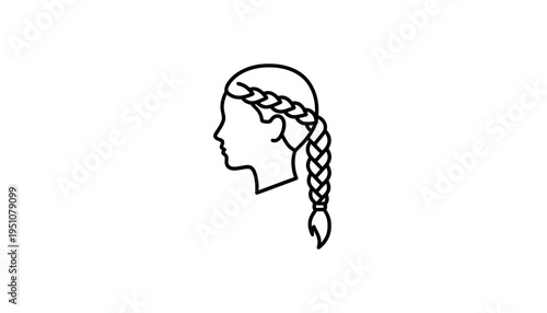 Braided Hairstyle Icon: Woman's Profile with French Braid
