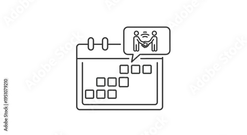 Business meeting appointment on calendar, handshake agreement icon, planning schedule