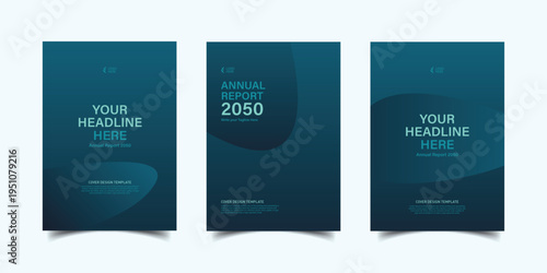 Minimal Blue Business Brochure Cover Layout with Abstract Waves