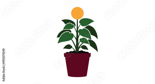 A dollar coin growing as a plant in a flowerpot illustration