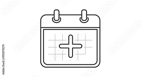 Calendar with Plus Sign Icon: Healthcare Appointment, Medical Schedule, New Event