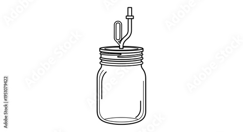 Vintage Mason Jar Fermentation Airlock Lid for Home Brewing and Preserving