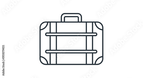 Vintage suitcase icon, retro travel bag outline, luggage symbol for journeys and adventures