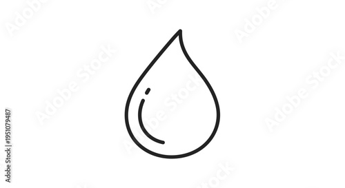 Water Drop Icon, Simple Line Art, Liquid Symbol, Fluid Element, Abstract Design