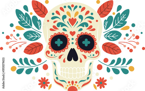 Vintage spring Easter greeting card featuring a seamless floral pattern with eggs, flowers, and a butterfly in a retro vector nature illustration style