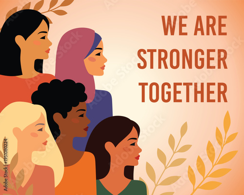 Group of diverse women portraits representing unity empowerment equality and support. Female solidarity concept with different cultures and ethnicities. Women rights feminism sisterhood and social uni