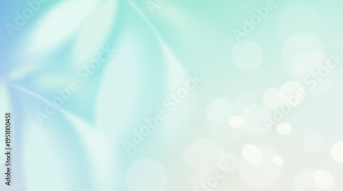 Summer or spring gradient abstract background. Green defocused leaf, boceh water bg. Gradation delicate soft color nature pattern. Vector floral light illustration