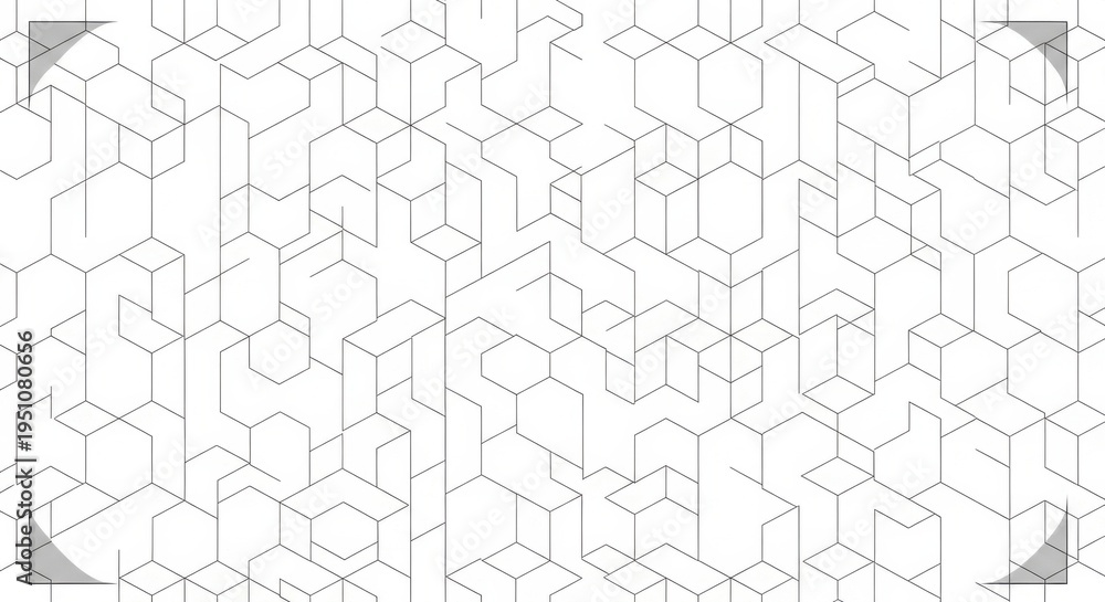 Obraz premium Abstract geometric background with isometric cube outlines and subtle corners.