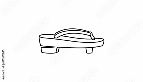 Traditional Japanese Geta Sandal Outline Icon - Vector Illustration