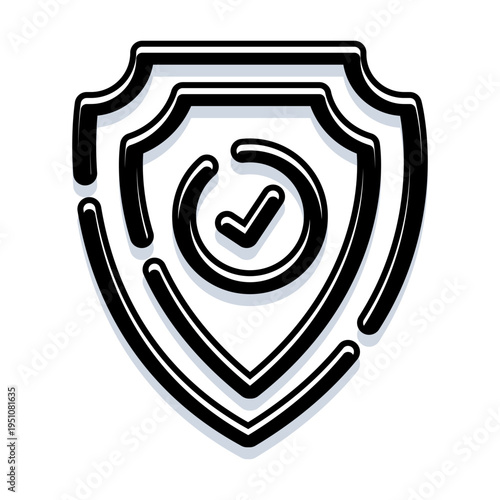 Shield icon displaying a checkmark inside a circular arrow, symbolizing protection, security, data integrity, and verified trust for various digital and physical safeguard applications