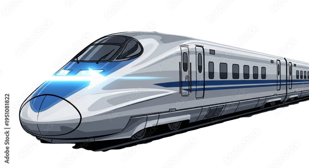 Fototapeta premium Dynamic high-speed electric train illustration showcasing modern rapid rail transport technology and future of sustainable travel
